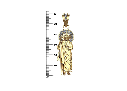 CZ Studded Gold Plated Saint Jude pendant